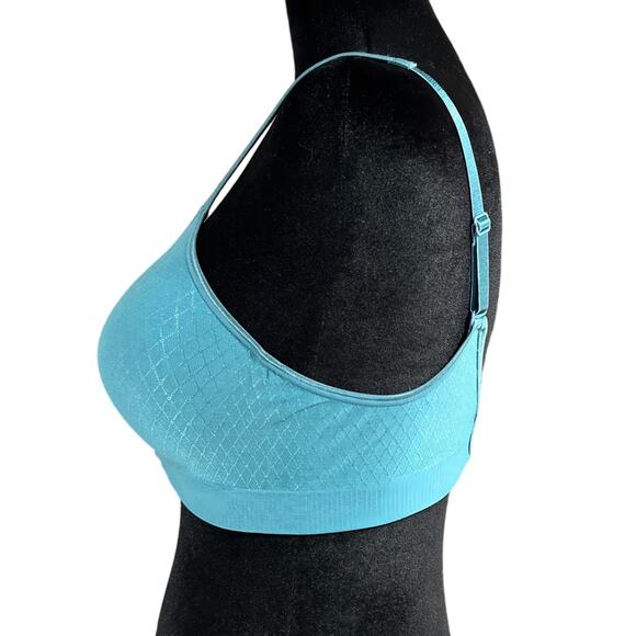 Hanes Wire Free  Padded Tee Shirt Bra Adjustable Straps Medium Turquoise Green - Picture 4 of 11